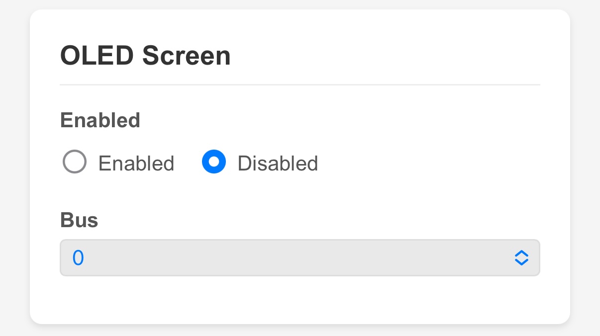 OLED Screen configuration section